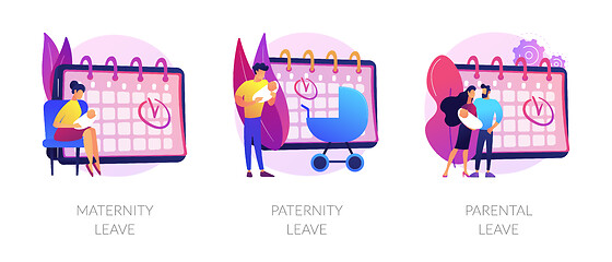 Image showing Pregnancy, childbirth and newborn care vacation time vector concept metaphors