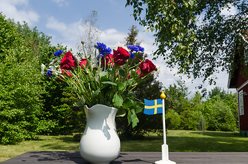 Image showing Outdoors summer table decoration