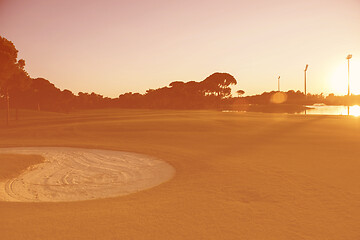 Image showing golf course on sunset