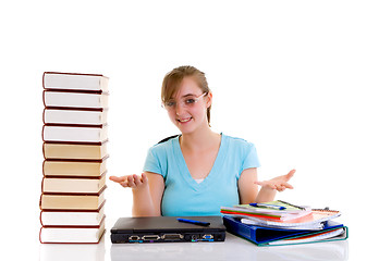 Image showing Teenager girl on desk