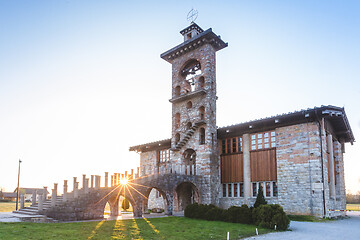 Image showing The Parish Church of St. Michael in Crna Vas, near Ljubljana, Slovenia in sunset