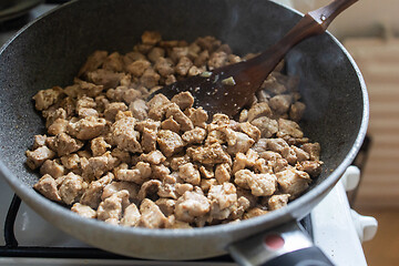 Image showing chopped pork roast on a pan