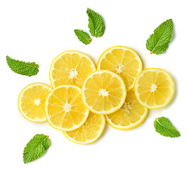 Image showing lemon slices and mint