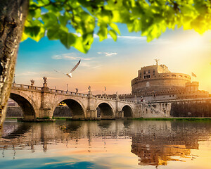 Image showing Bridge on the river Tiber