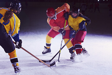 Image showing teen ice hockey sport  players in action