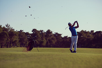 Image showing golfer hitting long shot