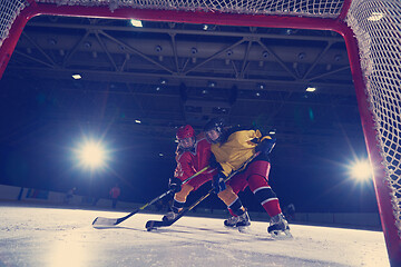 Image showing teen ice hockey sport  players in action