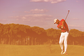 Image showing golf player hitting long shot