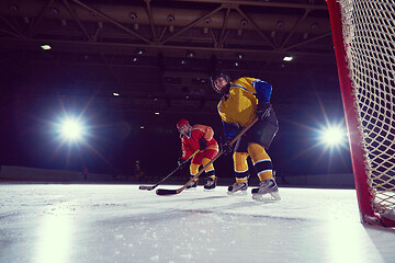 Image showing teen ice hockey sport  players in action