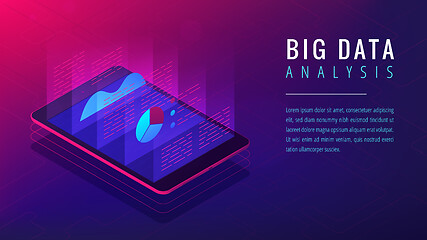 Image showing Isometric big data analysis landing page concept.
