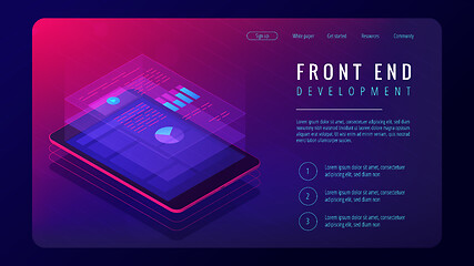 Image showing Isometric front end development landing page concept.