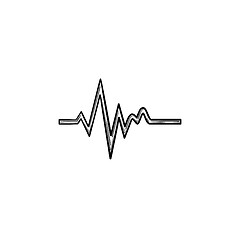 Image showing Heatbeat trace on cardiogram hand drawn outline doodle icon.