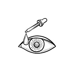 Image showing A pipette and eye hand drawn outline doodle icon.