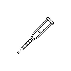 Image showing Crutch hand drawn outline doodle icon.