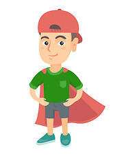 Image showing Caucasian brave boy wearing superhero costume.