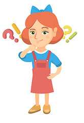 Image showing Girl standing under question and exclamation mark