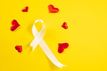 Image showing lung cancer ribbon, white ribbon, a symbol of the fight against lung cancer