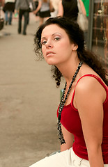 Image showing beautiful brunette in red