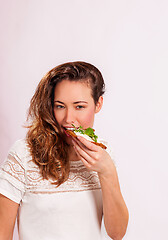 Image showing Woman at dinner