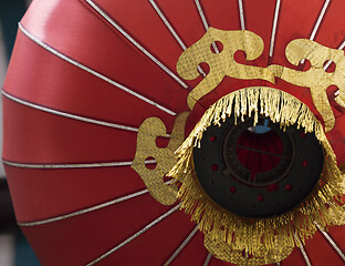 Image showing Red Chinese lantern, view from below