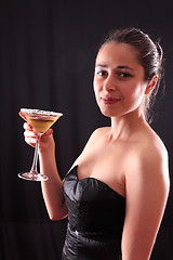 Image showing Woman and martini glass