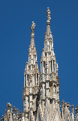 Image showing Marble statues on top of cathedral roof