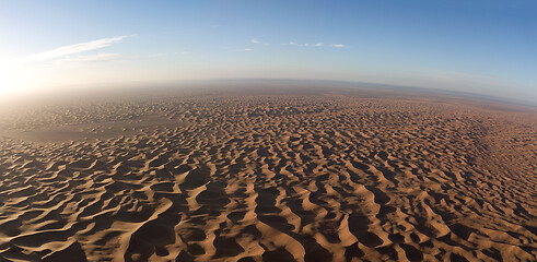 Image showing Aerial panorama in Sahara desert at sunrise