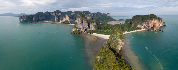 Image showing Aerial panorama Pranang beach, Thailand