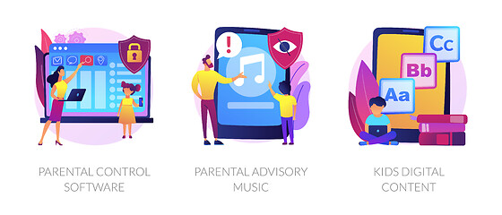 Image showing Parental control for kids wellbeing vector concept metaphors.