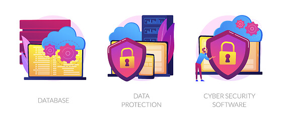 Image showing Data protection metaphors set