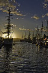 Image showing Bergen harbour in sunlight