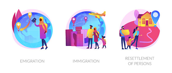 Image showing Population mobility, human migration abstract concept vector illustrations.