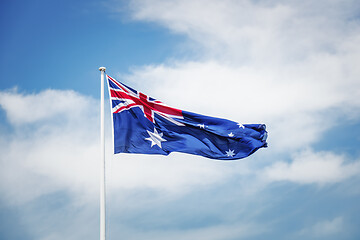 Image showing australian national flag in front of the sky