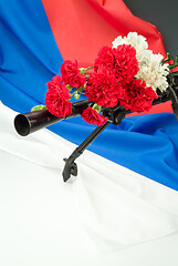 Image showing Machine Gun And Flowers