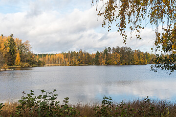 Image showing Serene lake view in fall season