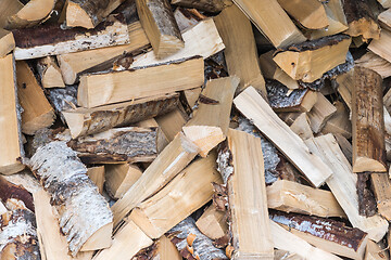 Image showing Detail of a firewood heap