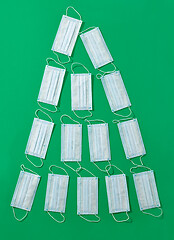 Image showing Christmas tree made of medical face masks