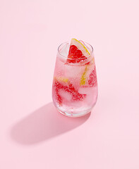 Image showing glass of grapefruit soft drink