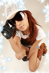 Image showing cool girl in big sunglasses