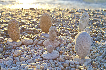 Image showing Beautiful seascape, amazing view of pebble coastline in mild sun