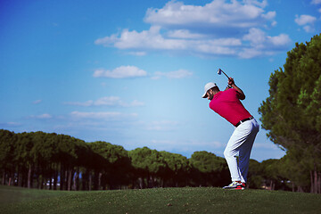 Image showing golf player hitting long shot