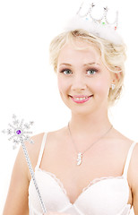 Image showing lovely fairy in crown with magic wand