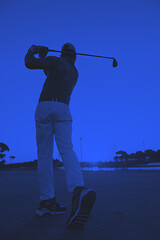 Image showing golfer hitting long shot