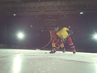 Image showing teen ice hockey sport  players in action