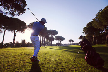 Image showing golf player hitting long shot