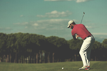 Image showing golf player hitting long shot