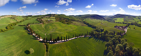 Image showing Tuscany aerial panorama landscape