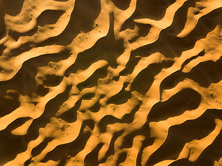 Image showing Aerial top view on sand dunes in desert