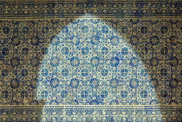 Image showing portugal tiles azulejos and arch shadow