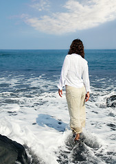 Image showing Woman in the ocean